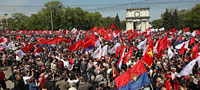 Miting de protest organizat de Partidul Comuniştilor din Republica Moldova